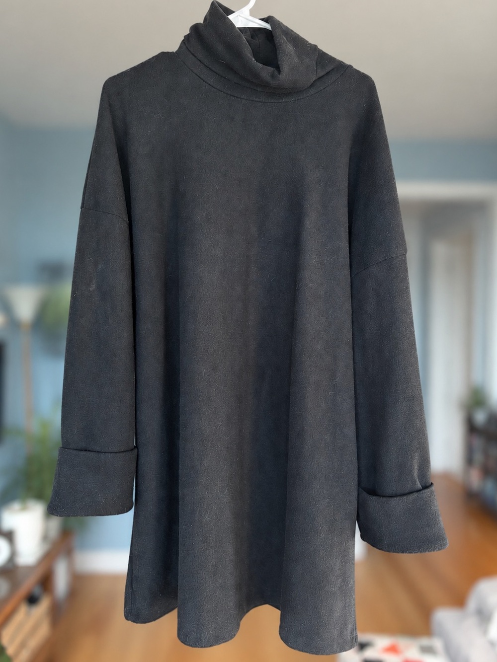 ASOS DESIGN super soft turned cuff roll neck mini sweater dress in black